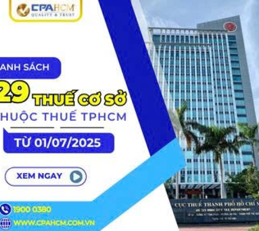 DANH SÁCH THUẾ CƠ SỞ THUỘC THUẾ TP. HỒ CHÍ MINH